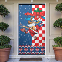 Funny Croatia Ugly Christmas Door Cover Checkerboard Flag Santa Zagreb Design - Wonder Print Shop