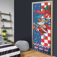 Funny Croatia Ugly Christmas Door Cover Checkerboard Flag Santa Zagreb Design - Wonder Print Shop