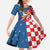 Funny Croatia Ugly Christmas Family Matching Mermaid Dress and Hawaiian Shirt Checkerboard Flag Santa Zagreb Design - Wonder Print Shop