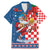 Funny Croatia Ugly Christmas Family Matching Mermaid Dress and Hawaiian Shirt Checkerboard Flag Santa Zagreb Design - Wonder Print Shop