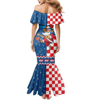 Funny Croatia Ugly Christmas Family Matching Mermaid Dress and Hawaiian Shirt Checkerboard Flag Santa Zagreb Design - Wonder Print Shop