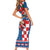 Funny Croatia Ugly Christmas Family Matching Short Sleeve Bodycon Dress and Hawaiian Shirt Checkerboard Flag Santa Zagreb Design - Wonder Print Shop