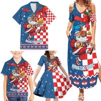 Funny Croatia Ugly Christmas Family Matching Summer Maxi Dress and Hawaiian Shirt Checkerboard Flag Santa Zagreb Design - Wonder Print Shop