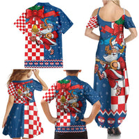Funny Croatia Ugly Christmas Family Matching Summer Maxi Dress and Hawaiian Shirt Checkerboard Flag Santa Zagreb Design - Wonder Print Shop