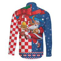 Funny Croatia Ugly Christmas Family Matching Summer Maxi Dress and Hawaiian Shirt Checkerboard Flag Santa Zagreb Design - Wonder Print Shop