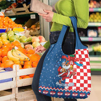 Funny Croatia Ugly Christmas Grocery Bag Checkerboard Flag Santa Zagreb Design - Wonder Print Shop