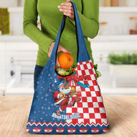 Funny Croatia Ugly Christmas Grocery Bag Checkerboard Flag Santa Zagreb Design - Wonder Print Shop