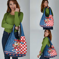 Funny Croatia Ugly Christmas Grocery Bag Checkerboard Flag Santa Zagreb Design - Wonder Print Shop