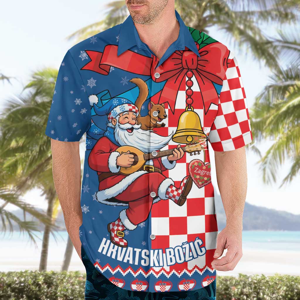 Funny Croatia Ugly Christmas Hawaiian Shirt Checkerboard Flag Santa Zagreb Design - Wonder Print Shop