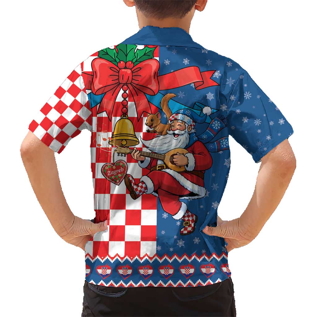 Funny Croatia Ugly Christmas Hawaiian Shirt Checkerboard Flag Santa Zagreb Design - Wonder Print Shop