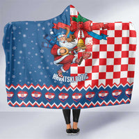 Funny Croatia Ugly Christmas Hooded Blanket Checkerboard Flag Santa Zagreb Design - Wonder Print Shop