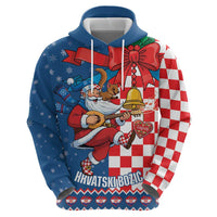 Funny Croatia Ugly Christmas Hoodie Checkerboard Flag Santa Zagreb Design - Wonder Print Shop