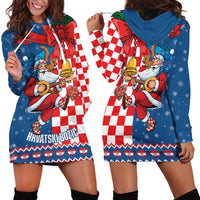 Funny Croatia Ugly Christmas Hoodie Dress Checkerboard Flag Santa Zagreb Design - Wonder Print Shop