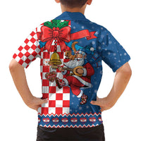 Funny Croatia Ugly Christmas Kid Hawaiian Shirt Checkerboard Flag Santa Zagreb Design - Wonder Print Shop