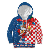 Funny Croatia Ugly Christmas Kid Hoodie Checkerboard Flag Santa Zagreb Design - Wonder Print Shop