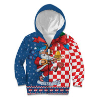 Funny Croatia Ugly Christmas Kid Hoodie Checkerboard Flag Santa Zagreb Design - Wonder Print Shop