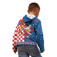 Funny Croatia Ugly Christmas Kid Hoodie Checkerboard Flag Santa Zagreb Design - Wonder Print Shop