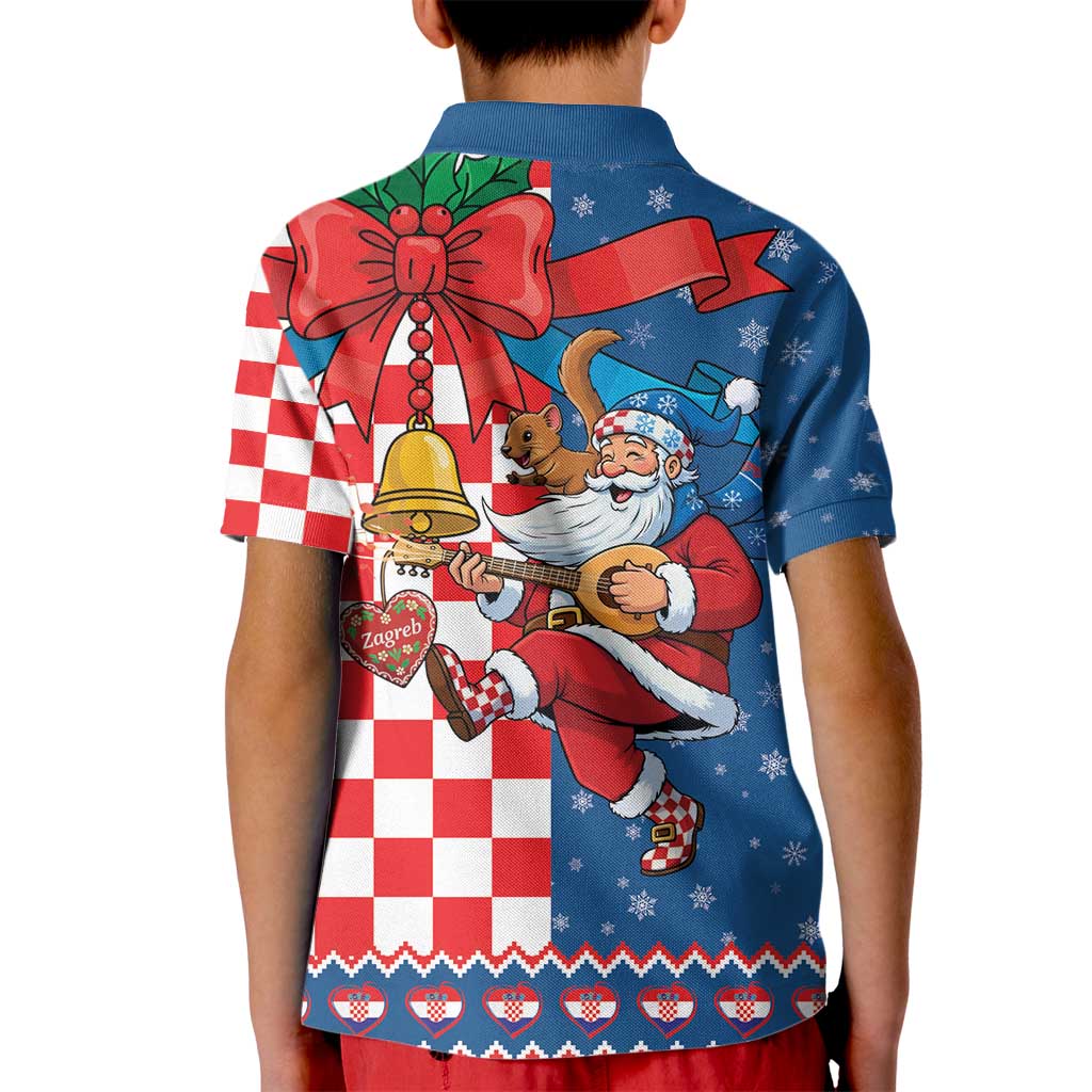 Funny Croatia Ugly Christmas Kid Polo Shirt Checkerboard Flag Santa Zagreb Design - Wonder Print Shop
