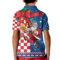 Funny Croatia Ugly Christmas Kid Polo Shirt Checkerboard Flag Santa Zagreb Design - Wonder Print Shop