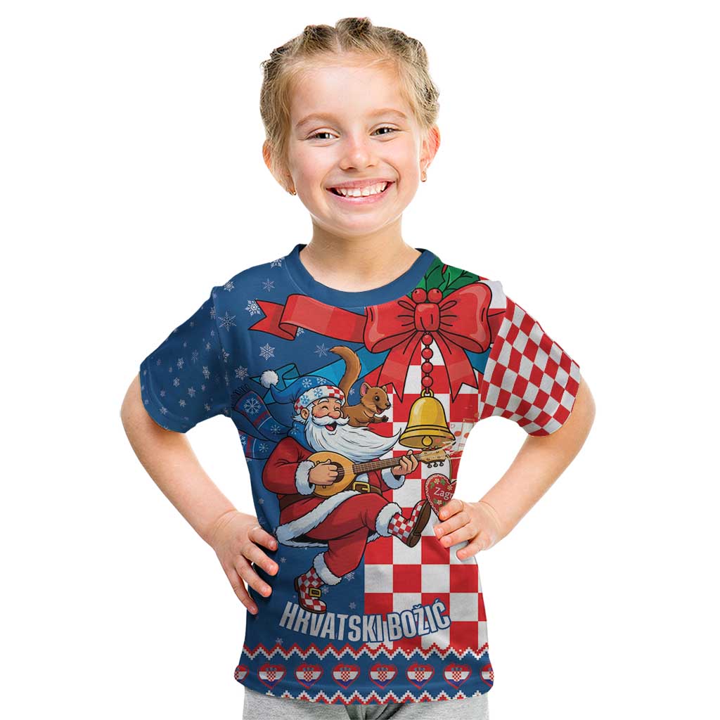 Funny Croatia Ugly Christmas Kid T Shirt Checkerboard Flag Santa Zagreb Design - Wonder Print Shop