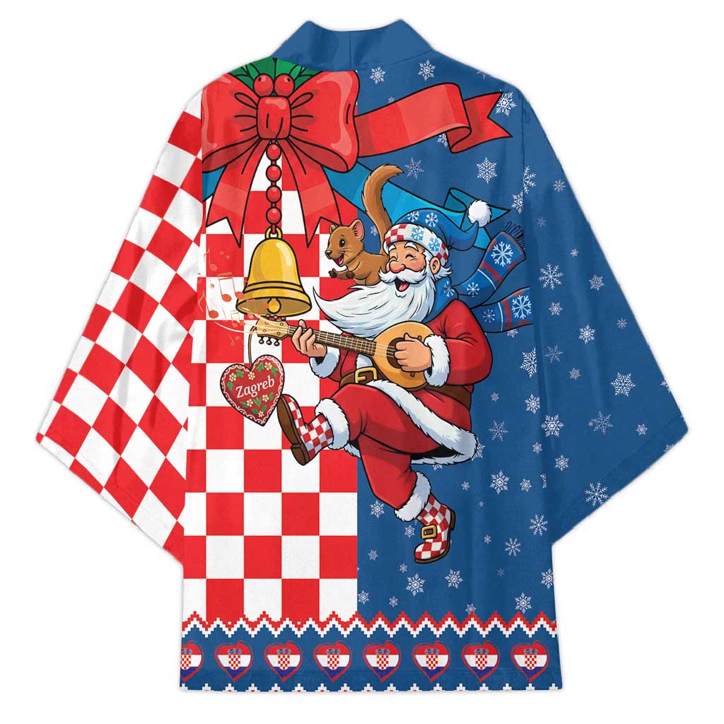 Funny Croatia Ugly Christmas Kimono Checkerboard Flag Santa Zagreb Design - Wonder Print Shop