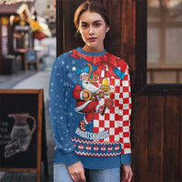 Funny Croatia Ugly Christmas Ugly Christmas Sweater Checkerboard Flag Santa Zagreb Design - Wonder Print Shop