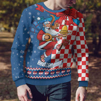 Funny Croatia Ugly Christmas Ugly Christmas Sweater Checkerboard Flag Santa Zagreb Design - Wonder Print Shop