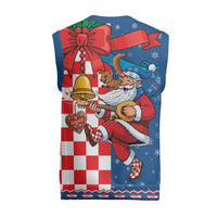 Funny Croatia Ugly Christmas Knitted V-Neck Vest Checkerboard Flag Santa Zagreb Design - Wonder Print Shop