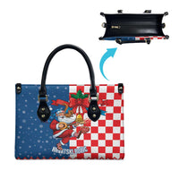 Funny Croatia Ugly Christmas Leather Bag Checkerboard Flag Santa Zagreb Design - Wonder Print Shop