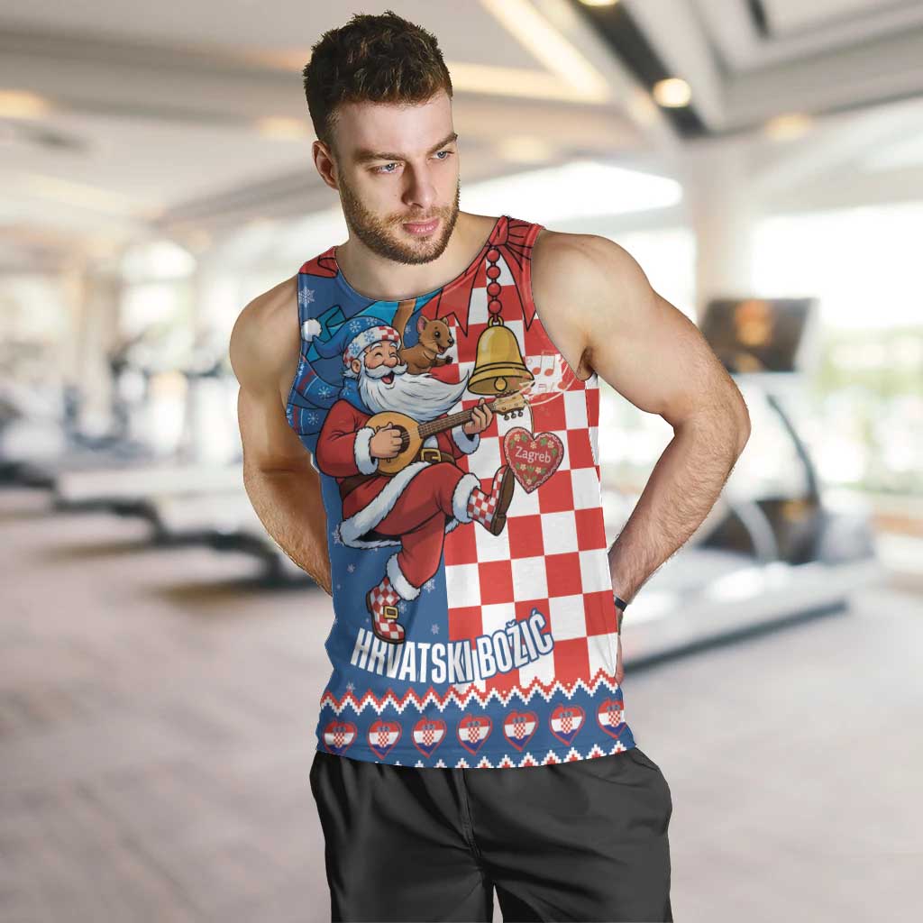 Funny Croatia Ugly Christmas Men Tank Top Checkerboard Flag Santa Zagreb Design - Wonder Print Shop