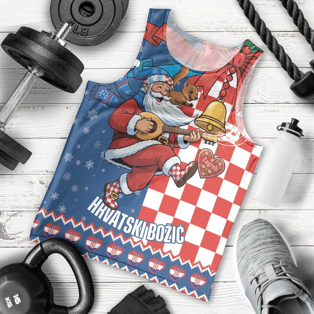 Funny Croatia Ugly Christmas Men Tank Top Checkerboard Flag Santa Zagreb Design - Wonder Print Shop