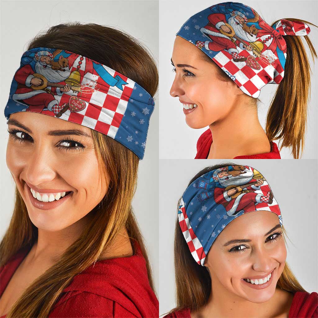 Funny Croatia Ugly Christmas Neck Gaiter Checkerboard Flag Santa Zagreb Design - Wonder Print Shop