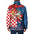 Funny Croatia Ugly Christmas Padded Jacket Checkerboard Flag Santa Zagreb Design - Wonder Print Shop
