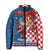 Funny Croatia Ugly Christmas Padded Jacket Checkerboard Flag Santa Zagreb Design - Wonder Print Shop