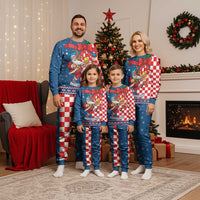 Funny Croatia Ugly Christmas Pajama Set Checkerboard Flag Santa Zagreb Design - Wonder Print Shop