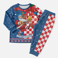 Funny Croatia Ugly Christmas Pajama Set Checkerboard Flag Santa Zagreb Design - Wonder Print Shop