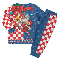 Funny Croatia Ugly Christmas Pajama Set Checkerboard Flag Santa Zagreb Design - Wonder Print Shop