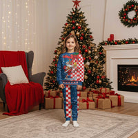 Funny Croatia Ugly Christmas Pajama Set Checkerboard Flag Santa Zagreb Design - Wonder Print Shop