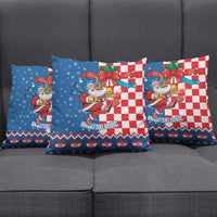 Funny Croatia Ugly Christmas Pillow Cover Checkerboard Flag Santa Zagreb Design - Wonder Print Shop