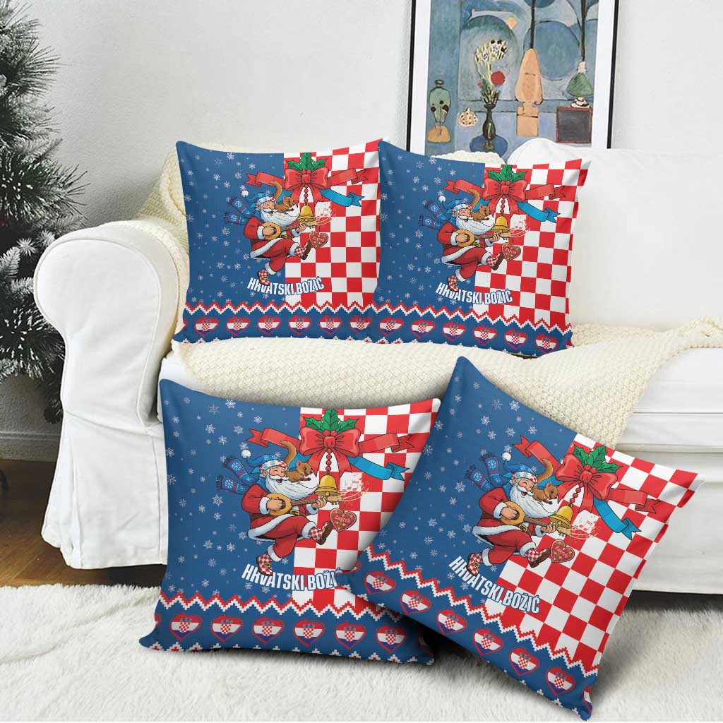 Funny Croatia Ugly Christmas Pillow Cover Checkerboard Flag Santa Zagreb Design - Wonder Print Shop