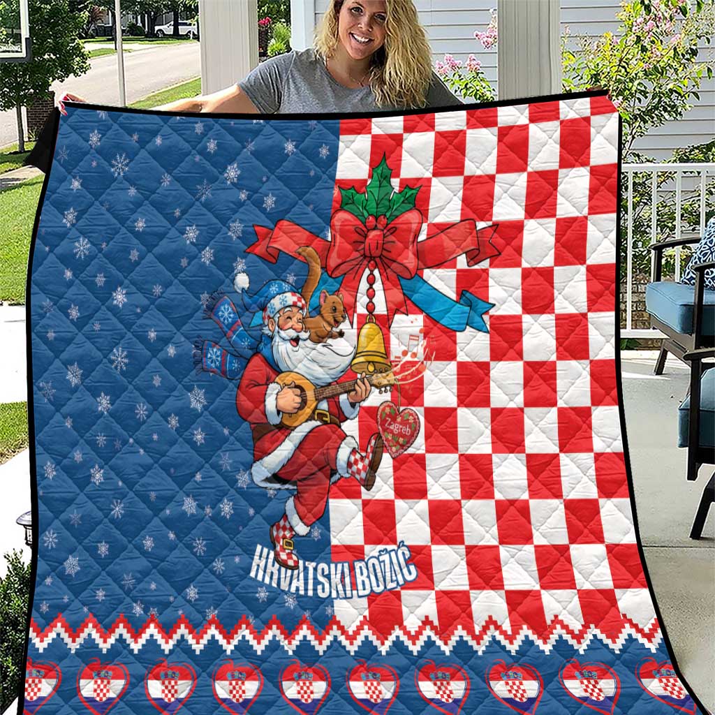 Funny Croatia Ugly Christmas Quilt Checkerboard Flag Santa Zagreb Design - Wonder Print Shop