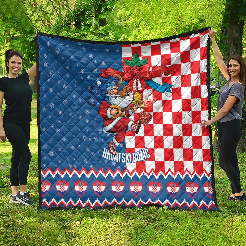 Funny Croatia Ugly Christmas Quilt Checkerboard Flag Santa Zagreb Design - Wonder Print Shop