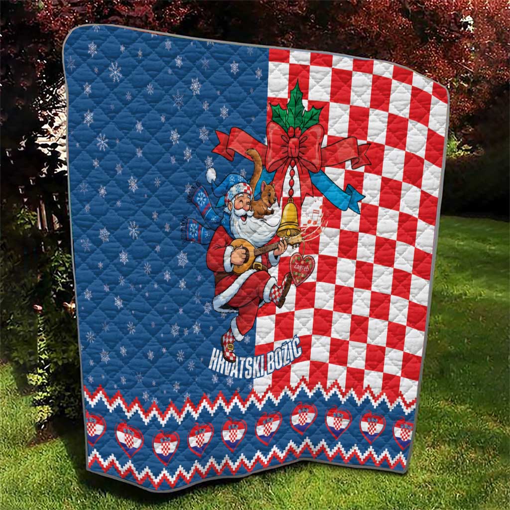 Funny Croatia Ugly Christmas Quilt Checkerboard Flag Santa Zagreb Design - Wonder Print Shop