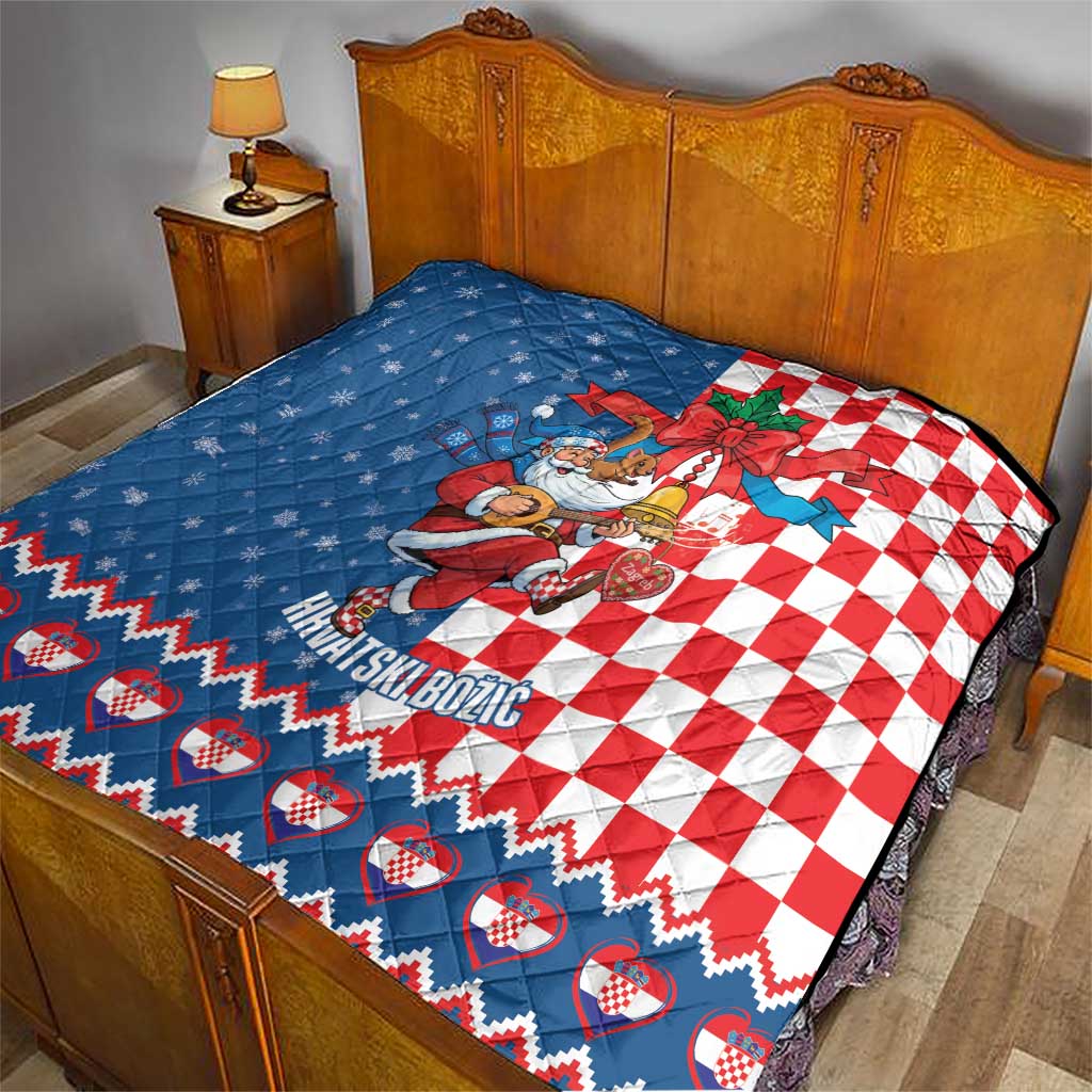 Funny Croatia Ugly Christmas Quilt Checkerboard Flag Santa Zagreb Design - Wonder Print Shop
