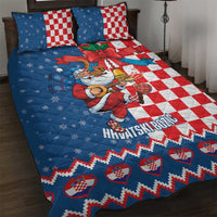 Funny Croatia Ugly Christmas Quilt Bed Set Checkerboard Flag Santa Zagreb Design - Wonder Print Shop