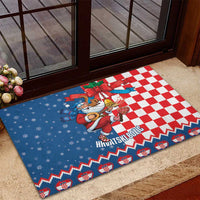 Funny Croatia Ugly Christmas Rubber Doormat Checkerboard Flag Santa Zagreb Design - Wonder Print Shop