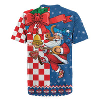 Funny Croatia Ugly Christmas Rugby Jersey Checkerboard Flag Santa Zagreb Design - Wonder Print Shop