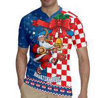 Funny Croatia Ugly Christmas Rugby Jersey Checkerboard Flag Santa Zagreb Design - Wonder Print Shop
