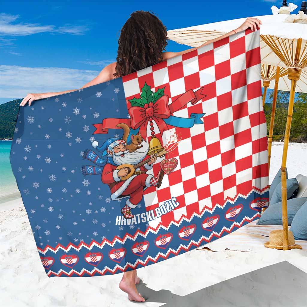Funny Croatia Ugly Christmas Sarong Checkerboard Flag Santa Zagreb Design - Wonder Print Shop