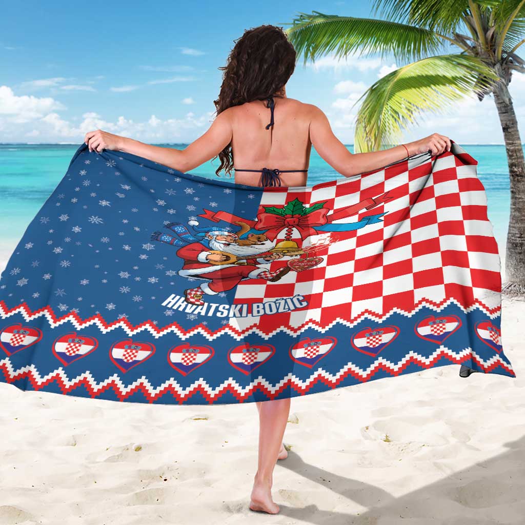 Funny Croatia Ugly Christmas Sarong Checkerboard Flag Santa Zagreb Design - Wonder Print Shop
